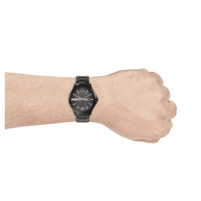 Armani Exchange Hampton Black Dial Black Steel Strap Watch For Men - AX7101