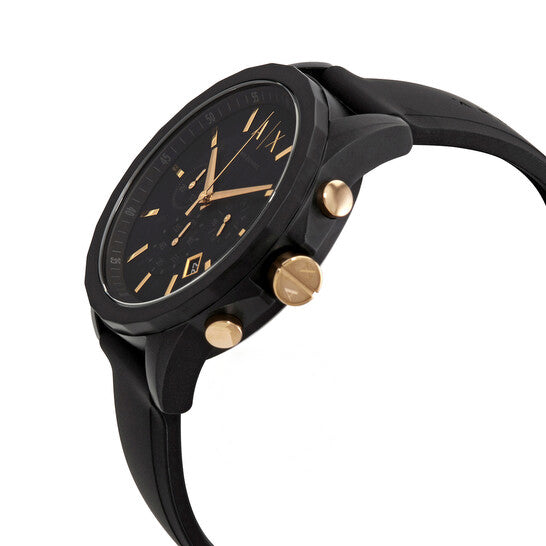 Armani Exchange Outerbanks Chronograph Black Dial Black Steel Strap Watch For Men - AX7105 Buy Now By Armani Exchange