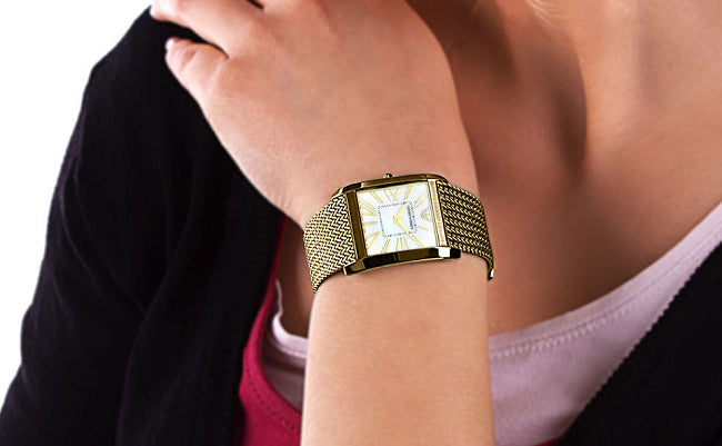 Emporio Armani Super Slim Quartz White DIal Gold Mesh Bracelet Watch For Women - AR2017 Buy Now By Emporio Armani