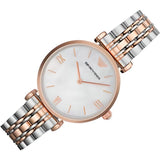 Emporio Armani T Bar Gianni Classic Mother Of Pearl Dial Two Tone Steel Strap Watch For Women - AR1683 Buy Now By Emporio Armani