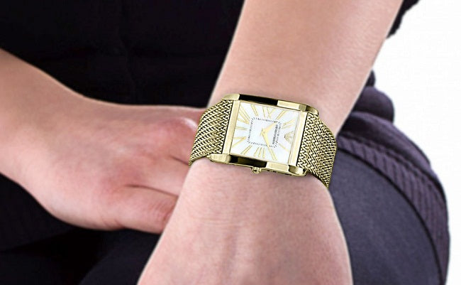 Emporio Armani Super Slim Quartz White DIal Gold Mesh Bracelet Watch For Women - AR2017 Buy Now By Emporio Armani
