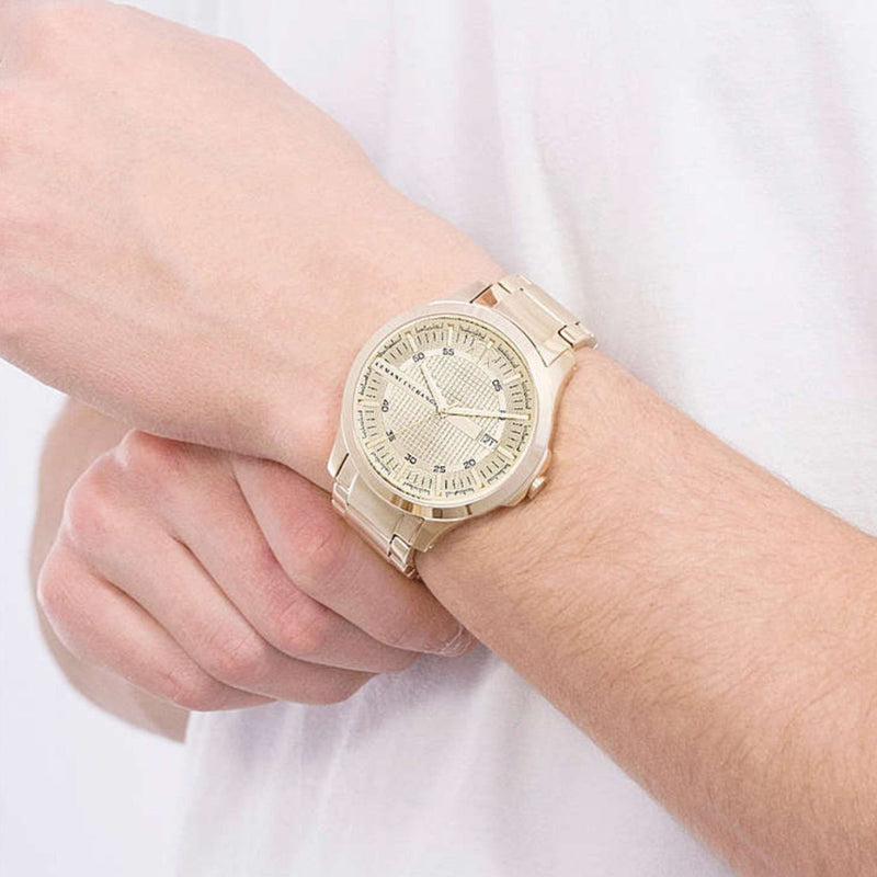 Armani Exchange Hampton Chronograph Gold Dial Gold Steel Strap Watch For Men - AX2415 Buy Now By Armani Exchange