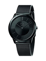 Calvin Klein Minimal Black Dial Black Mesh Bracelet Watch for Men - K3M224B1