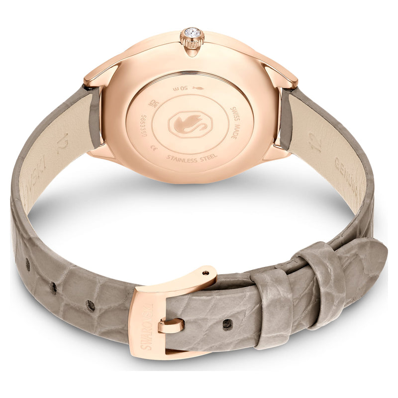 Swarovski Attract Clover Crystals Silver Dial Grey Leather Strap Watch for Women - 5653350 Buy Now By Swarovski
