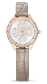 Swarovski Attract Clover Crystals Silver Dial Grey Leather Strap Watch for Women - 5653350 Buy Now By Swarovski