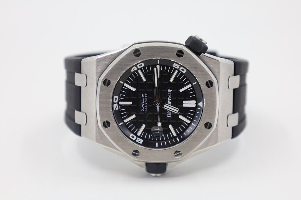 Audemars Piguet Royal Oak Offshore Diver Black Dial Black Rubber Strap Watch for Men - 15710ST.OO.A002CA.01