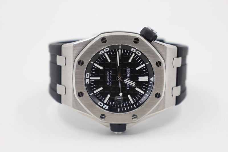 Audemars Piguet Royal Oak Offshore Diver Black Dial Black Rubber Strap Watch for Men - 15710ST.OO.A002CA.01