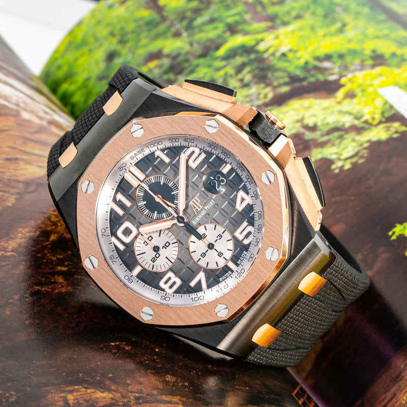 Audemars Piguet Royal Oak Offshore Chronograph Grey Dial Black Rubber Strap Watch for Men - 26405NR.OO.A002CA.01