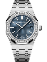 Audemars Piguet Royal Oak 50th Anniversary Diamond Ice Blue Dial Silver Steel Strap Watch for Men - 15551ST.ZZ.1356ST.01