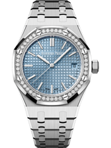 Audemars Piguet Royal Oak Diamonds Light Blue Dial Silver Steel Strap Watch for Women - 15551ST.ZZ.1356ST.04