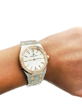 Audemars Piguet Royal Oak Quartz Diamonds White Dial Two Tone Steel Strap Watch for Women - 67651SR.ZZ.1261SR.01