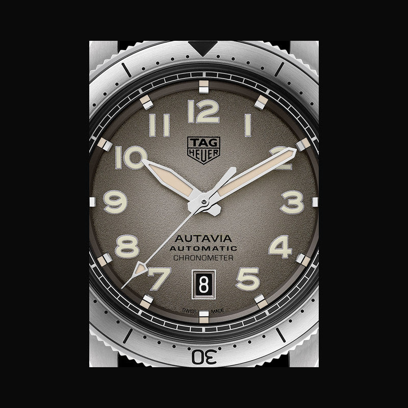 Tag Heuer Autavia Isograph Grey Dial Calfskin Brown Leather Strap Watch for Men - WBE5111.FC8267 Buy Now By Tag Heuer