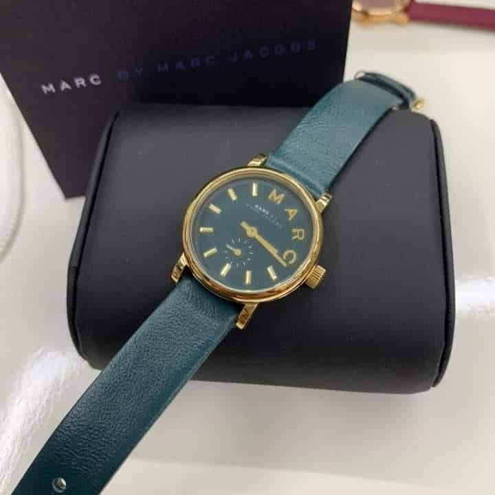 Marc Jacobs Baker Mini Green Dial Green Leather Strap Watch for Women - MBM1272