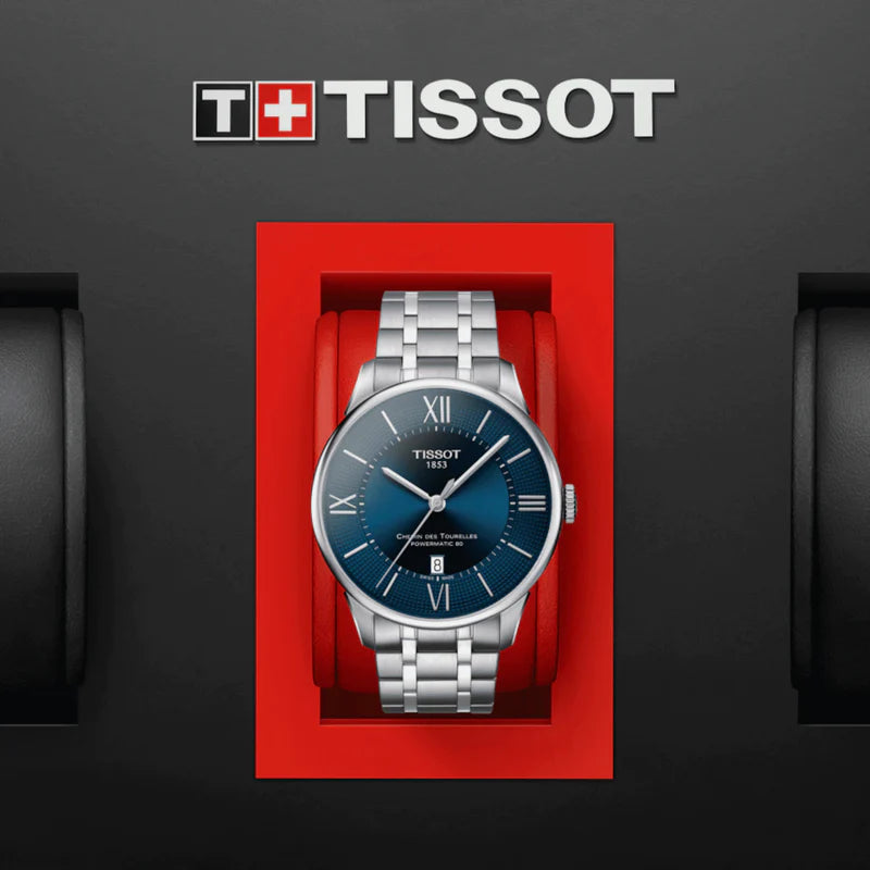 Tissot Chemin Des Tourelles Powermatic 80 Blue Dial Silver Steel Strap Watch for Men - T099.407.11.048.00 Buy Now By Tissot