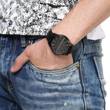 Armani Exchange Hampton Chronograph Black Dial Black Leather Strap Watch For Men - AX2400 Buy Now By Armani Exchange