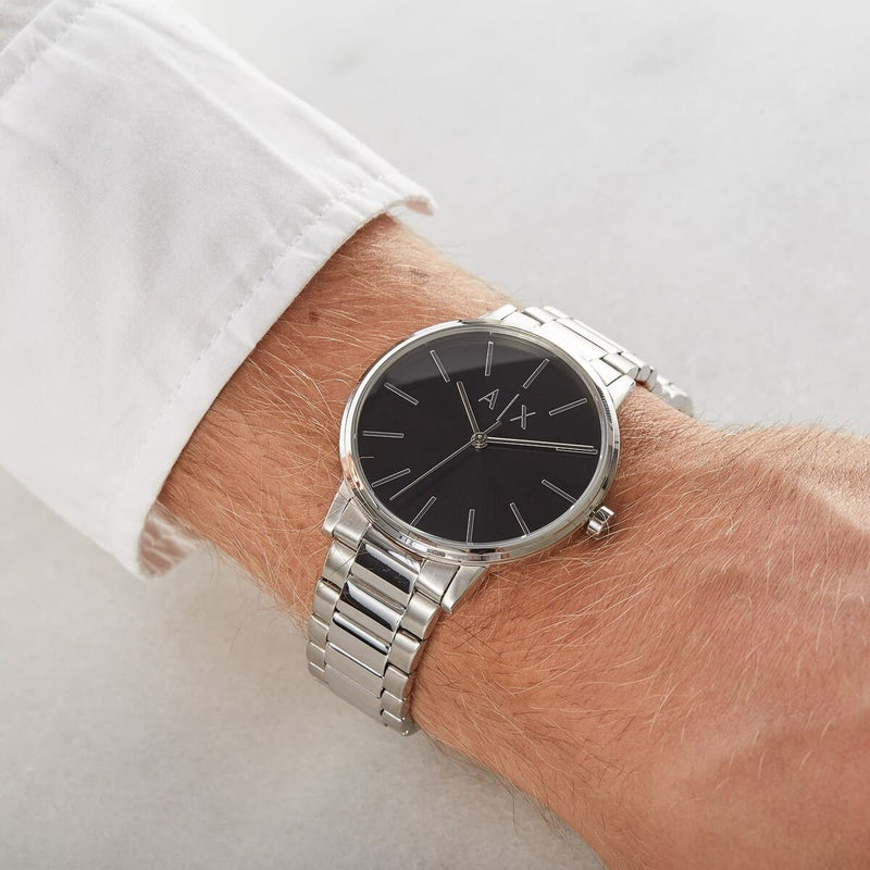 Armani Exchange Cayde Analog Black Dial Silver Steel Strap Watch For Men - AX2700 Buy Now By Armani Exchange