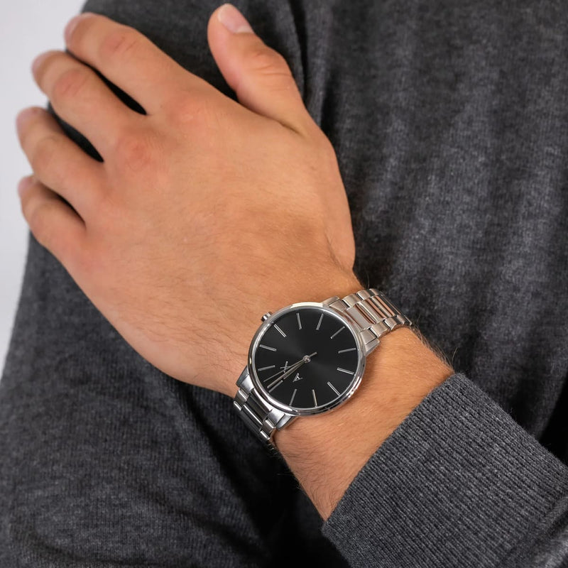 Armani Exchange Cayde Analog Black Dial Silver Steel Strap Watch For Men - AX2700 Buy Now By Armani Exchange