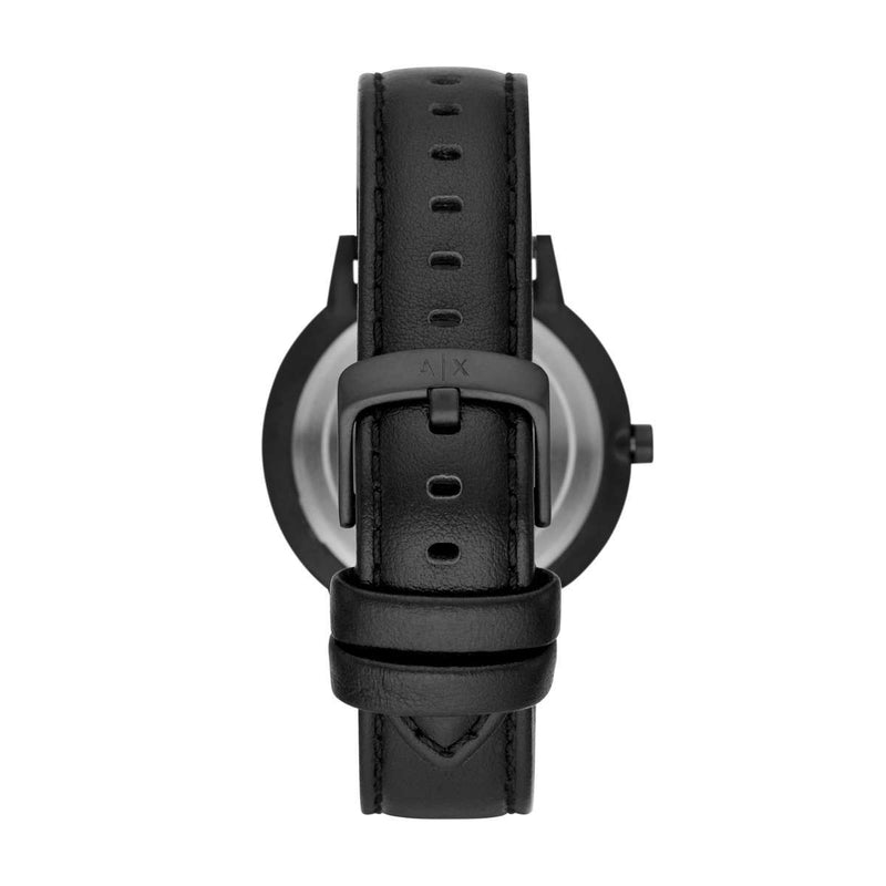 Armani Exchange Cayde Analog Black Dial Black Leather Strap Watch For Men - AX7120 Buy Now By Armani Exchange