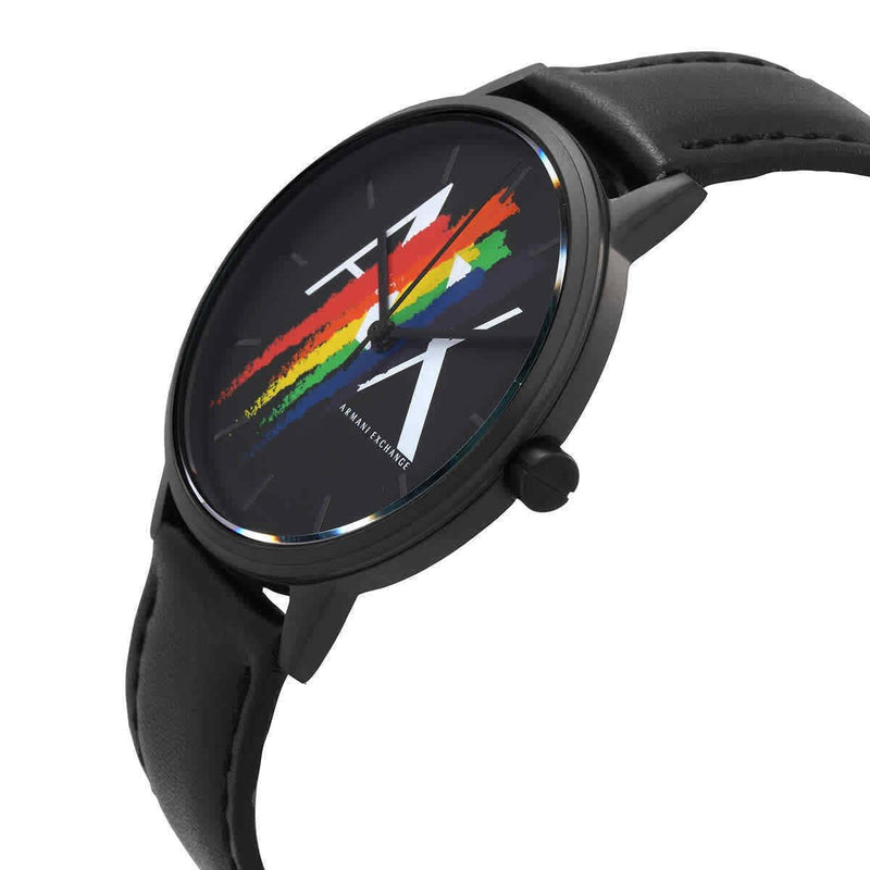 Armani Exchange Cayde Analog Black Dial Black Leather Strap Watch For Men - AX7120 Buy Now By Armani Exchange