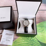 Gucci G Timeless Automatic Silver Dial Black Leather Strap Unisex Watch - YA126468 Buy Now By Gucci