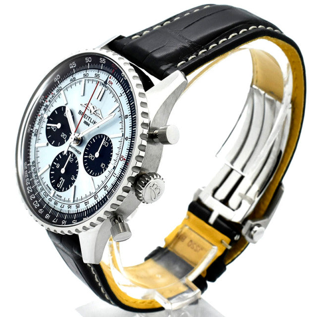 Shop Breitling Navitimer B01 Chronograph 43 Blue Dial Black Leather Strap Watch for Men - AB0138241C1P1 in USA