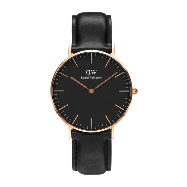 Daniel Wellington Classic Sheffield Black Dial Black Leather Strap Watch For Men - DW00100127