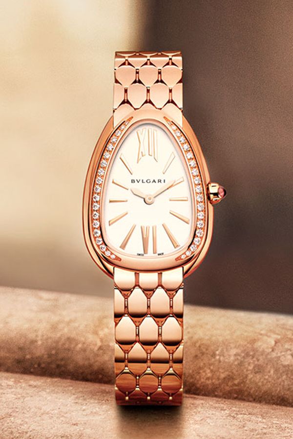Bvlgari Serpenti Seduttori Diamonds Silver Dial Rose Gold Steel Strap Watch for Women - SERPENTI103146