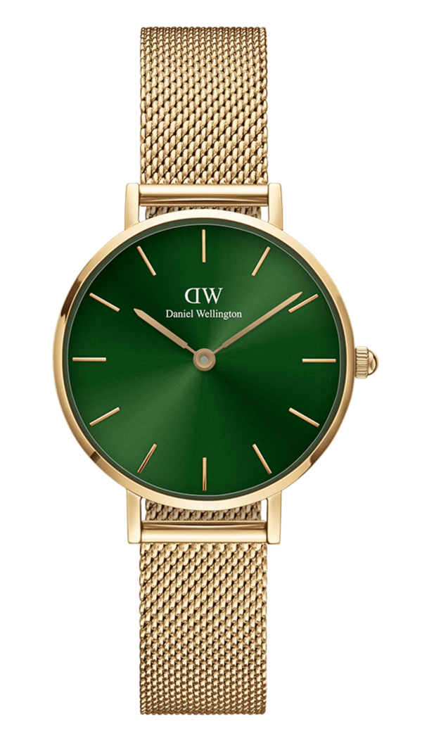 Daniel Wellington Petite Emerald Green Dial Gold Mesh Strap Watch For Women - DW00100481 Buy Now By Daniel Wellington