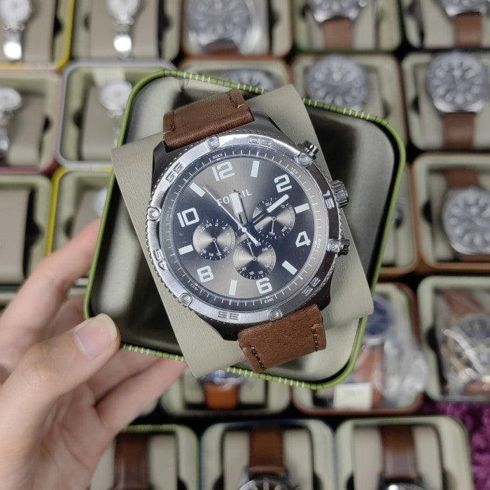 Fossil Brox Multifunction Grey Dial Brown Leather Strap Watch for Men - BQ2800 Buy Now By Fossil
