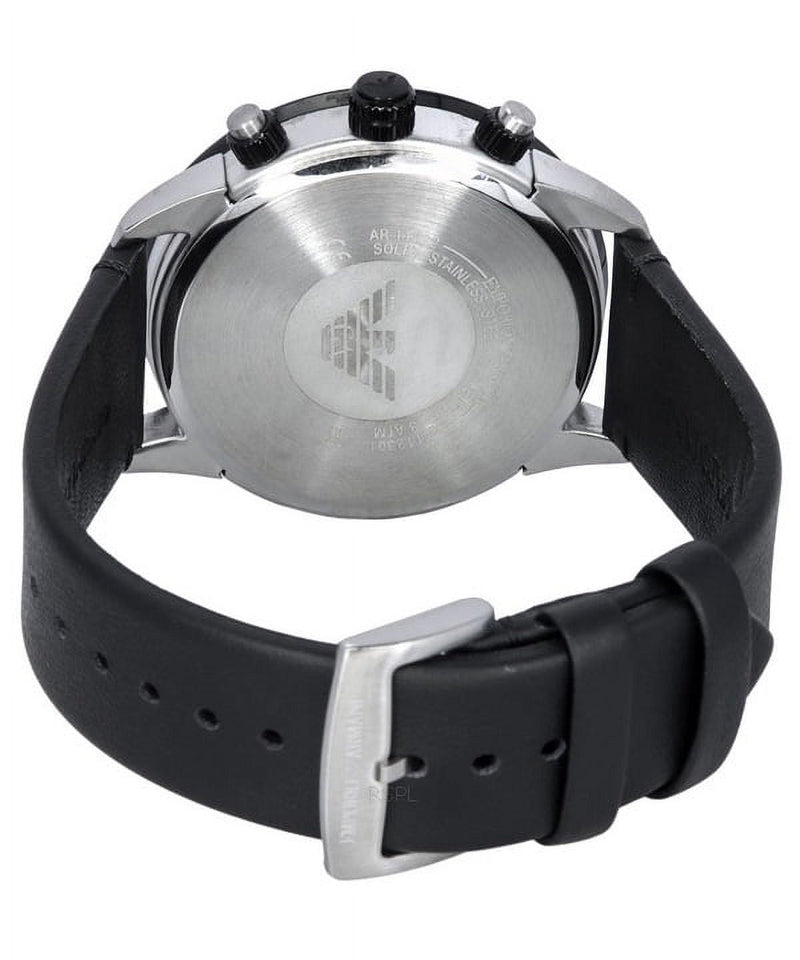 Emporio Armani Mario Chronograph Blue Dial Black Leather Strap Watch For Men - AR11522 Buy Now By Emporio Armani