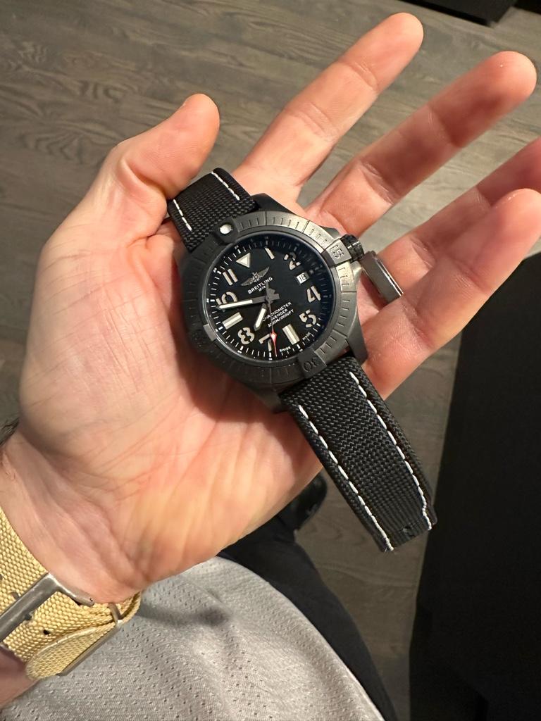 Shop Breitling Avenger Automatic 45 Seawolf Night Mission Black Dial Black Nylon Strap Watch for Men - V17319101B1X1 in USA