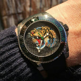 Shop Gucci Dive Tiger Black Dial Black Rubber Strap Watch For Men - YA136318 in USA