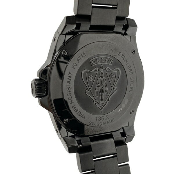 Shop Gucci Dive Quartz Black Dial Black Steel Strap Watch For Men - YA136213 in USA