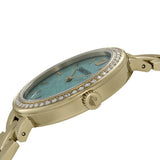 Shop Swarovski Daytime Crystals Turquoise Dial Gold Steel Strap Watch for Women - 5182212 in USA