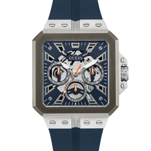 Guess Leo Chronograph Navy Blue Dial Blue Silicone Strap Watch For Men - GW0637G1 Buy Now By Guess