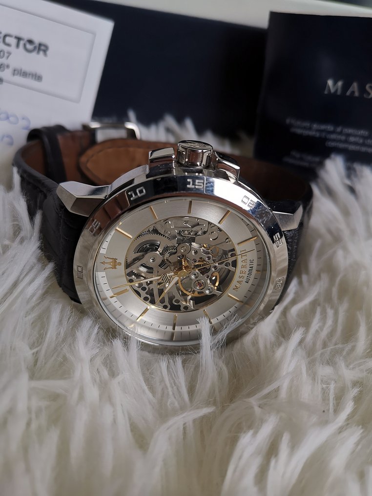 Maserati Ingegno Automatic Black Skeleton Dial Black Leather Strap Watch For Men - R8821119002 Buy Now By Maserati
