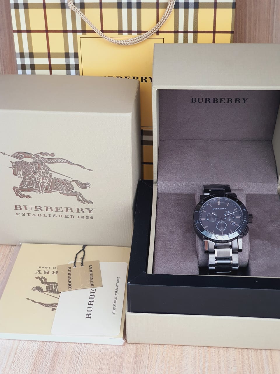 Burberry The City Grey Dial Gunmetal Grey Steel Strap Watch for Men - BU9381
