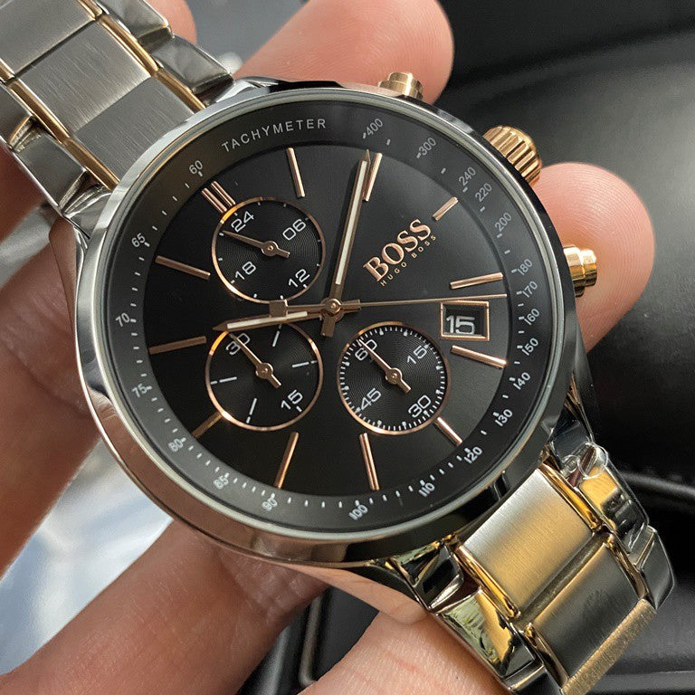 Shop Hugo Boss Grand Prix Black Dial Two Tone Steel Strap Watch for Men - 1513473 in USA