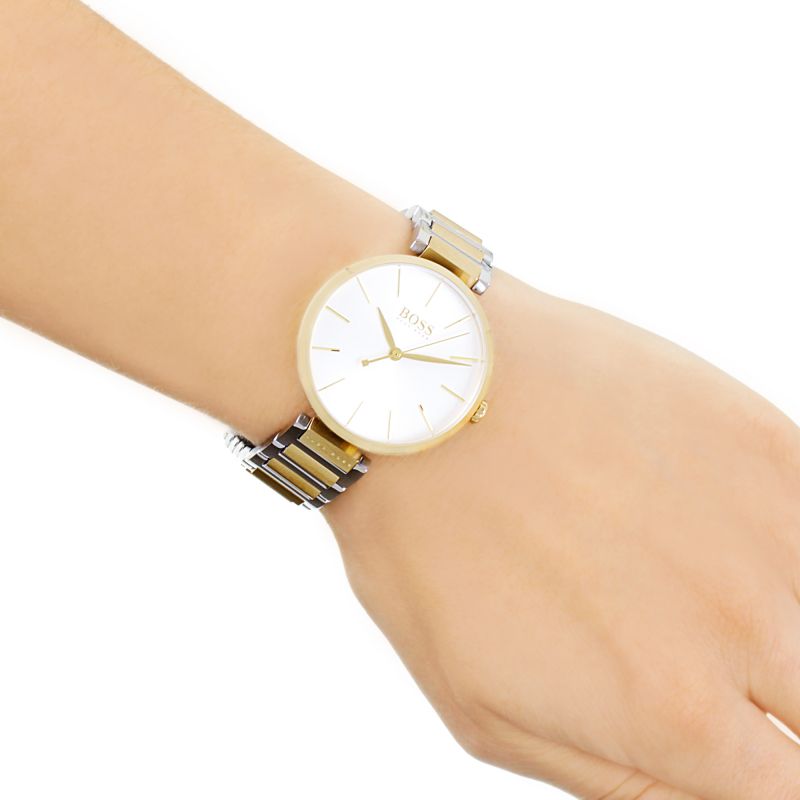 Shop Hugo Boss Allusion Quartz Silver Dial Two Tone Steel Strap Watch For Women - 1502417 in USA