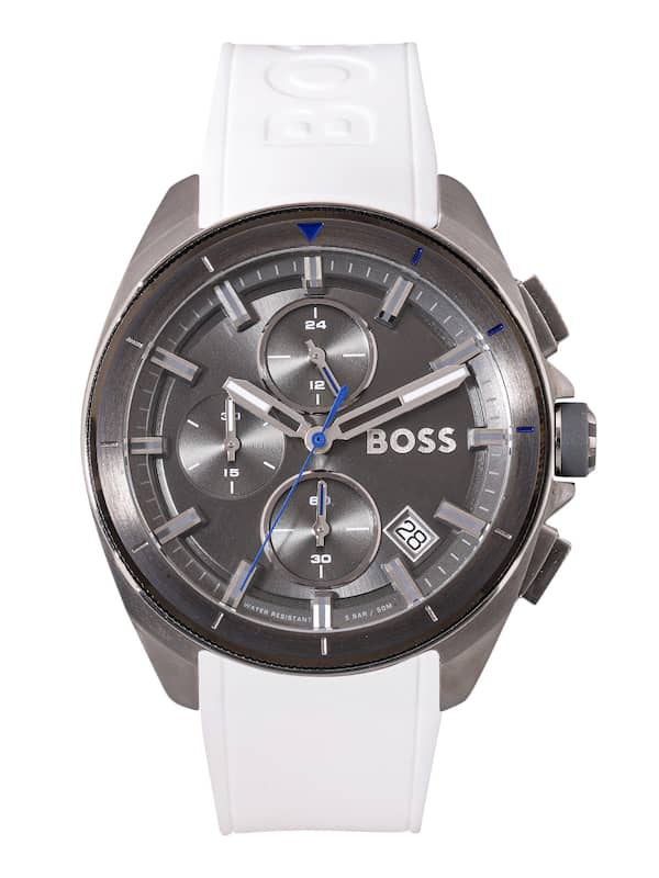 Shop Hugo Boss Volane Grey Dial White SIlicone Strap Watch for Men - 1513948 in USA