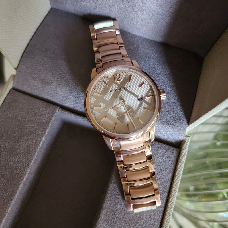 Burberry The Classic Rose Gold Dial Rose Gold Steel Strap Watch for Men - BU10013 Buy Now By Burberry