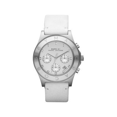 Shop Marc Jacobs Blade White Dial White Leather Strap Watch for Women - MBM1187 in USA