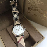 Burberry The City Nova Silver Dial White Leather Strap Watch for Women - BU9022 Buy Now By Burberry