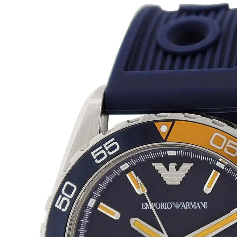 Emporio Armani Sportivo Chronograph Quartz Blue Dial Blue Rubber Strap Watch For Men - AR6045 Buy Now By Emporio Armani