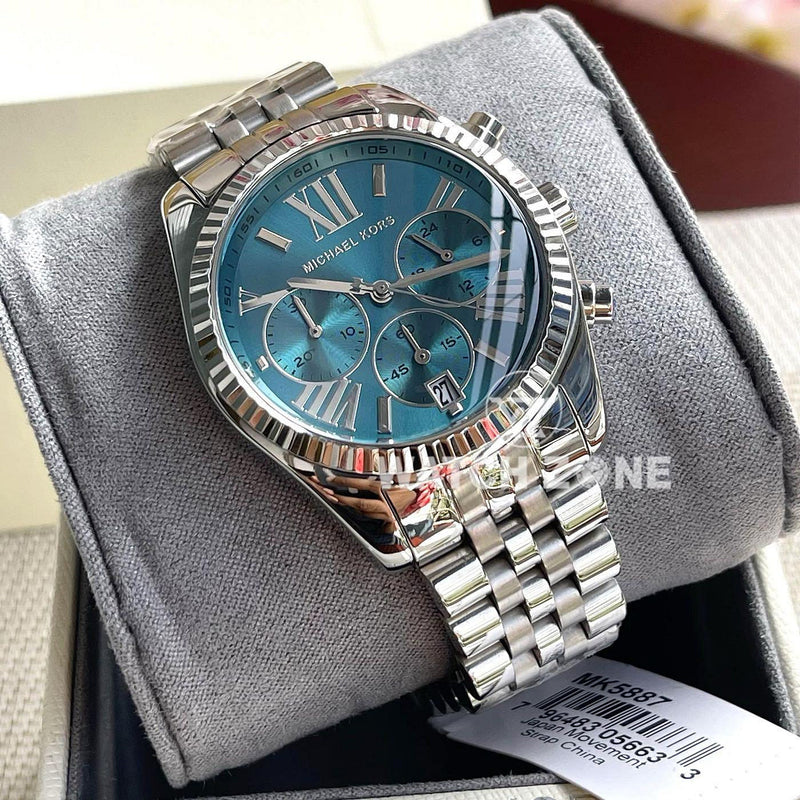 Michael Kors Lexington Chronograph Blue Dial Silver Steel Strap Watch For Women - MK5887 Buy Now By Michael Kors