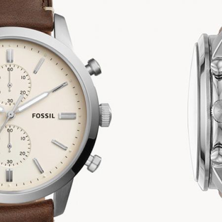 Fossil Townsman Chronograph White Dial Brown Leather Strap Watch for Men - FS5350 Buy Now By Fossil