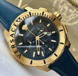 Versace Casual Chronograph Blue Dial Blue Leather Strap Watch for Men - VERG004-18 Buy Now By Versace