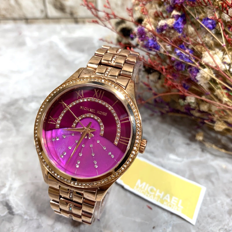 Michael Kors Lauryn Pink Dial Rose Gold Steel Strap Watch for Women - MK3722 Buy Now By Michael Kors