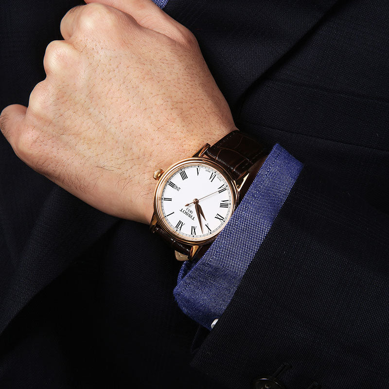 Shop Tissot T Classic Carson White Dial Brown Leather Strap Watch For Men - T085.410.36.013.00 in USA
