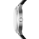 Emporio Armani Meccanico White Skeleton Dial Black Leather Strap Watch For Men - AR60003